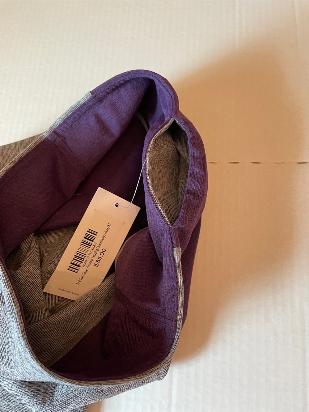 Youth Outdoor Voices ' Two-Tone Purple and Gray Performance Leggings - Picture 5 of 8